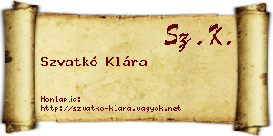 Szvatkó Klára névjegykártya