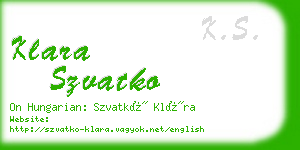 klara szvatko business card